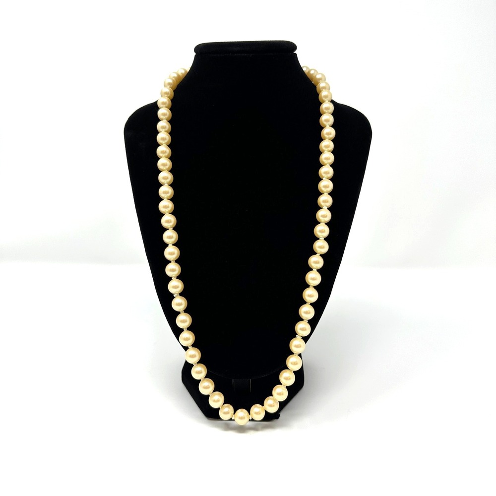 Vintage‎ Faux Pearl Bead Strand Necklace Filigree Clasp Cream 22"